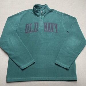 Old Navy Sweatshirt Mens Large Green 1/4 Zip‎ Pullover Fleece Polyester 2010s